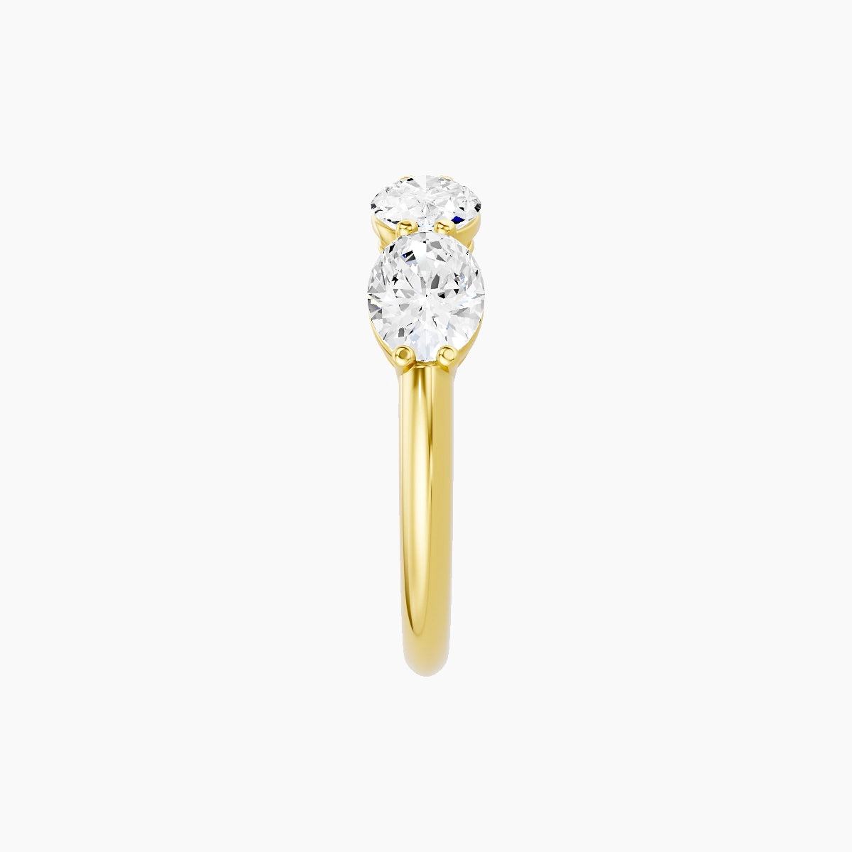 East-West Half Eternity Ring | 18k Yellow Gold 6.3 x 4.5 mm Oval White Lab Diamond with Shared Prongs