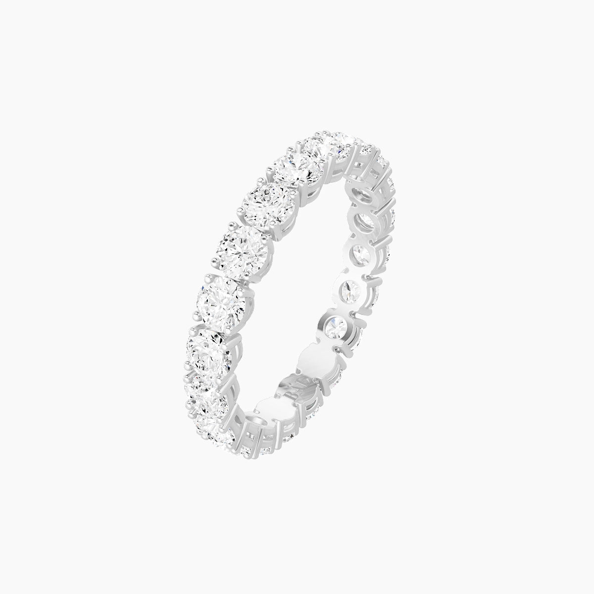 Eternity Ring | 18k White Gold 3 mm Round White Lab Diamond with 4 Prongs