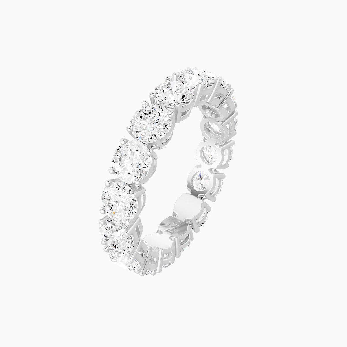 Eternity Ring | 18k White Gold 4 mm Round White Lab Diamond with 4 Prongs