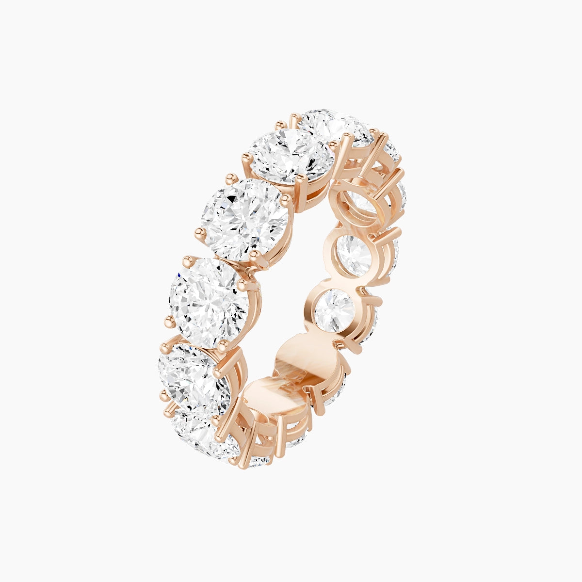 Eternity Ring | 18k Rose Gold 5 mm Round White Lab Diamond with 4 Prongs