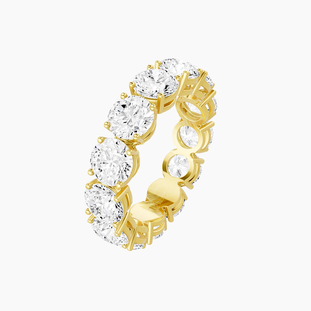 Eternity Ring | 18k Yellow Gold 5 mm Round White Lab Diamond with 4 Prongs