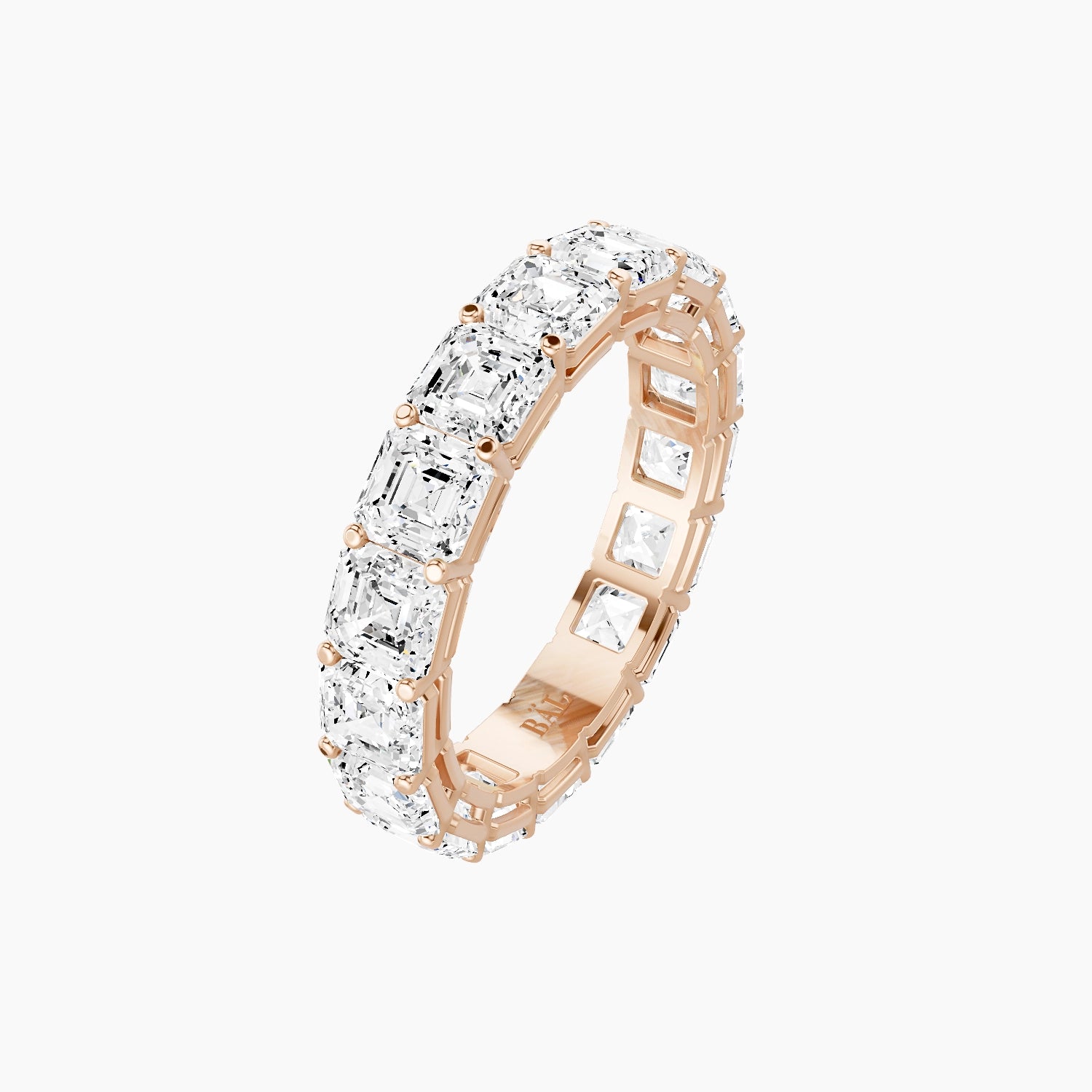 Eternity Ring | 18k Rose Gold 3.75 x 3.75 mm Asscher White Lab Diamond with Shared Prongs