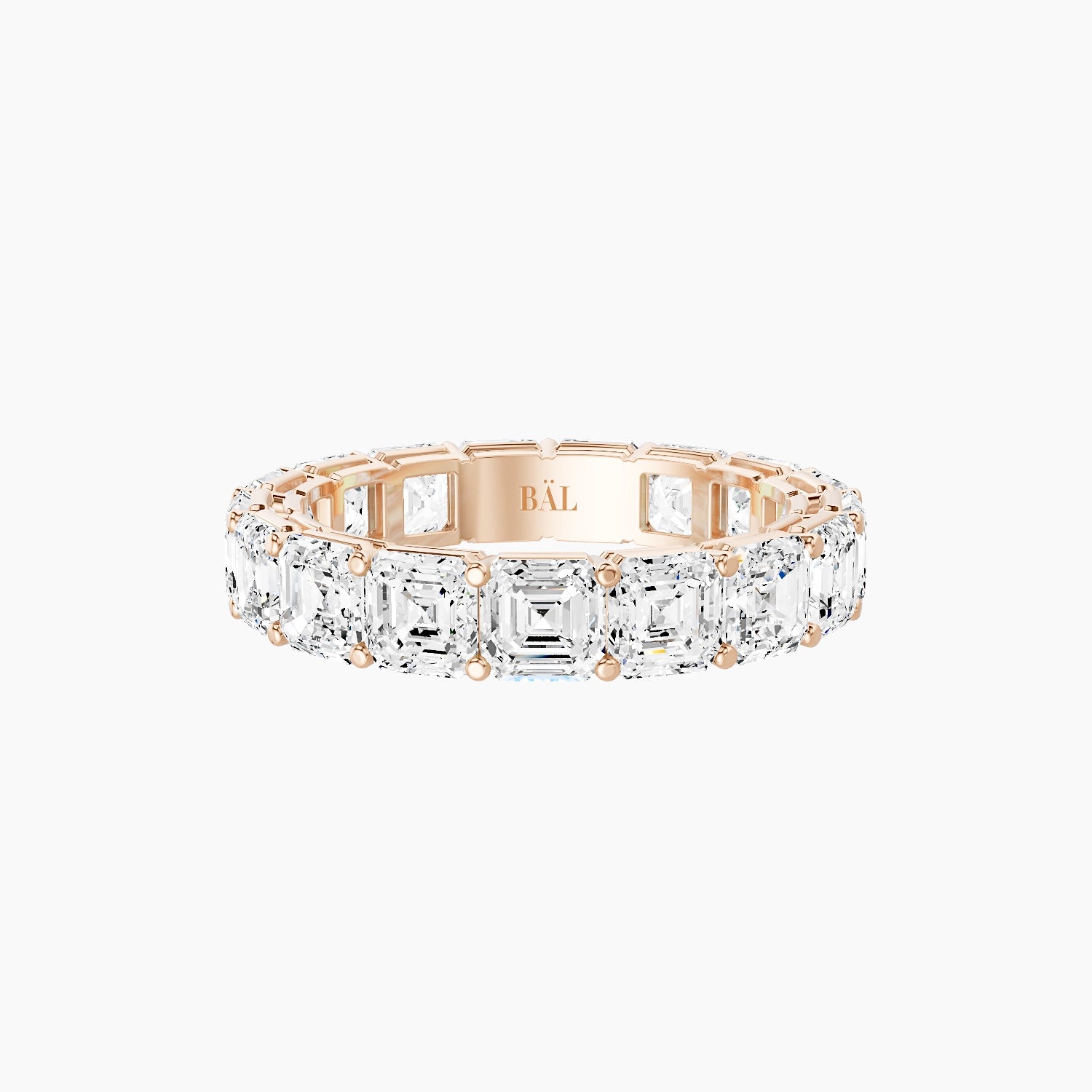Eternity Ring | 18k Rose Gold 3.75 x 3.75 mm Asscher White Lab Diamond with Shared Prongs