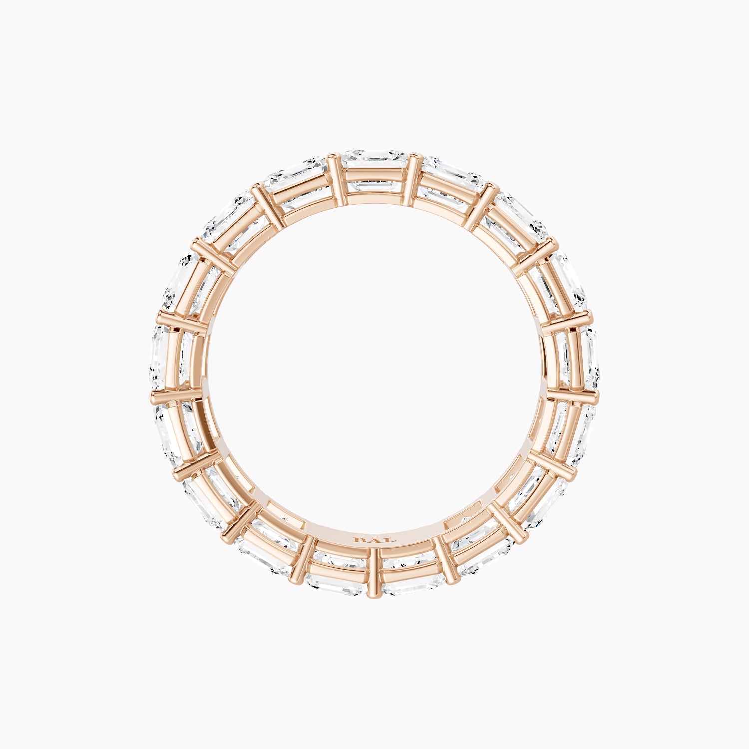 Eternity Ring | 18k Rose Gold 3.75 x 3.75 mm Asscher White Lab Diamond with Shared Prongs