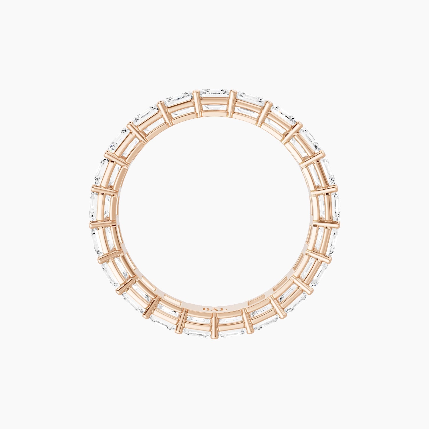Eternity Ring | 18k Rose Gold 3 x 3 mm Asscher White Lab Diamond with Shared Prongs