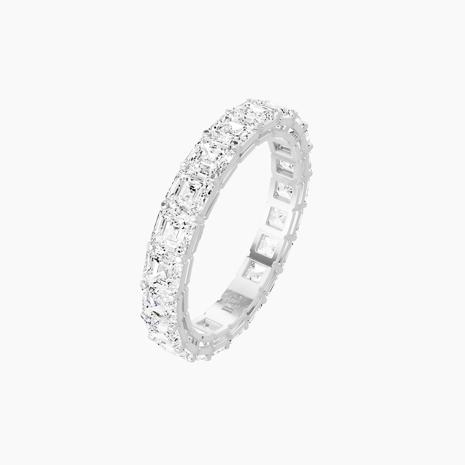 Eternity Ring | 18k White Gold 3 x 3 mm Asscher White Lab Diamond with Shared Prongs