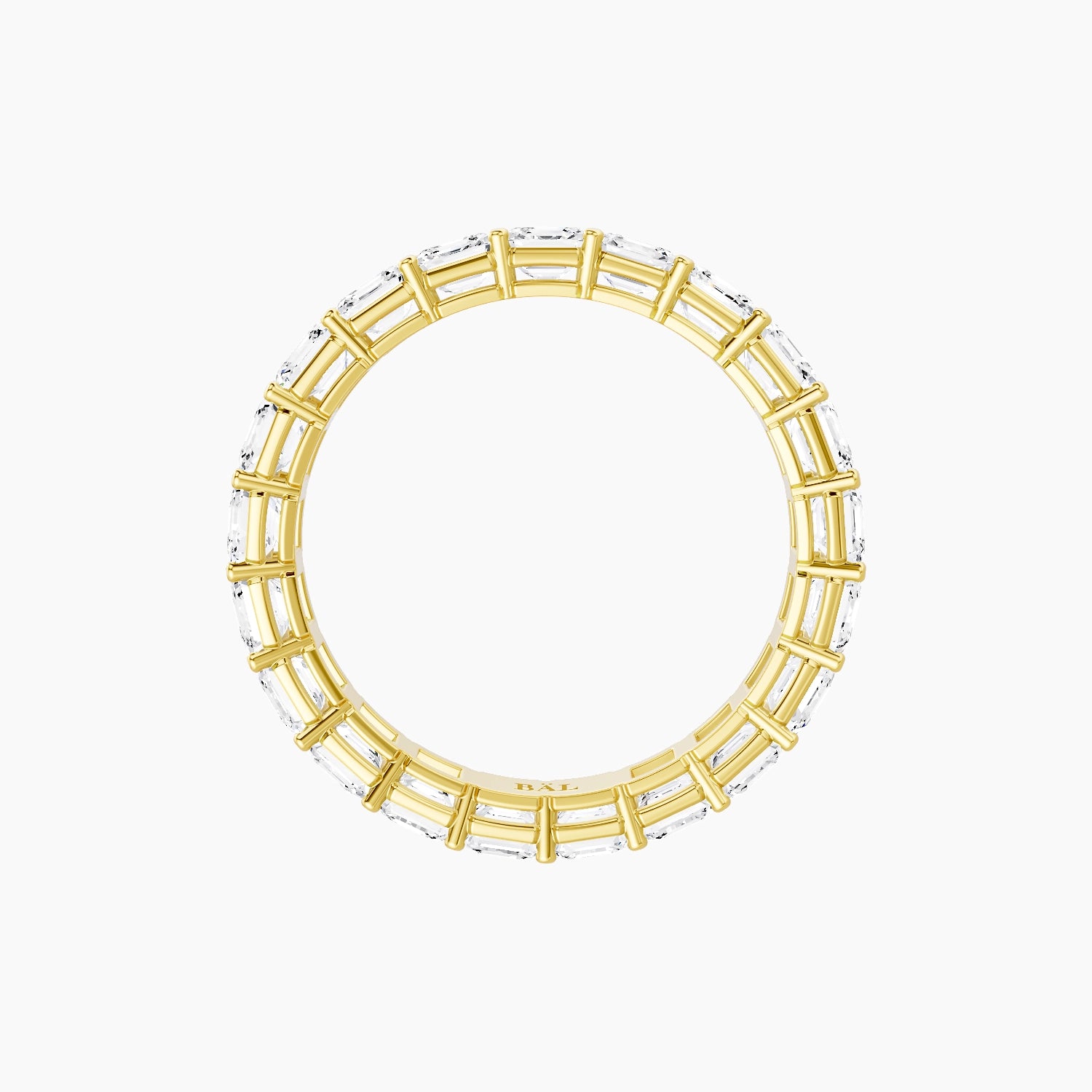 Eternity Ring | 18k Yellow Gold 3 x 3 mm Asscher White Lab Diamond with Shared Prongs