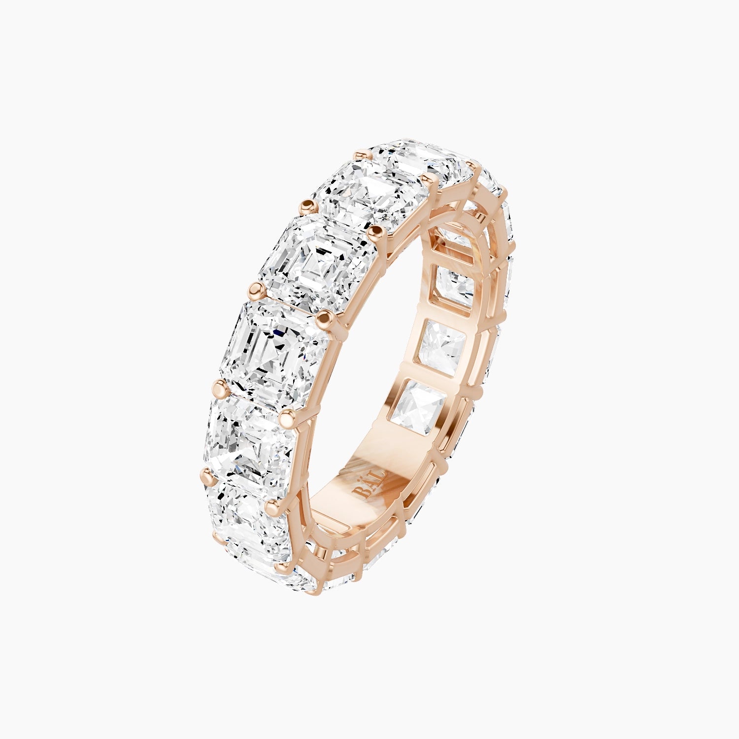 Eternity Ring | 18k Rose Gold 4.45 x 4.45 mm Asscher White Lab Diamond with Shared Prongs