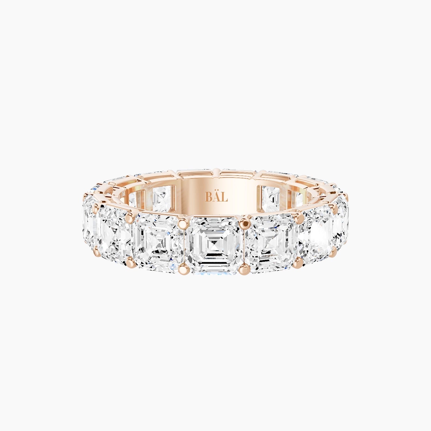 Eternity Ring | 18k Rose Gold 4.45 x 4.45 mm Asscher White Lab Diamond with Shared Prongs