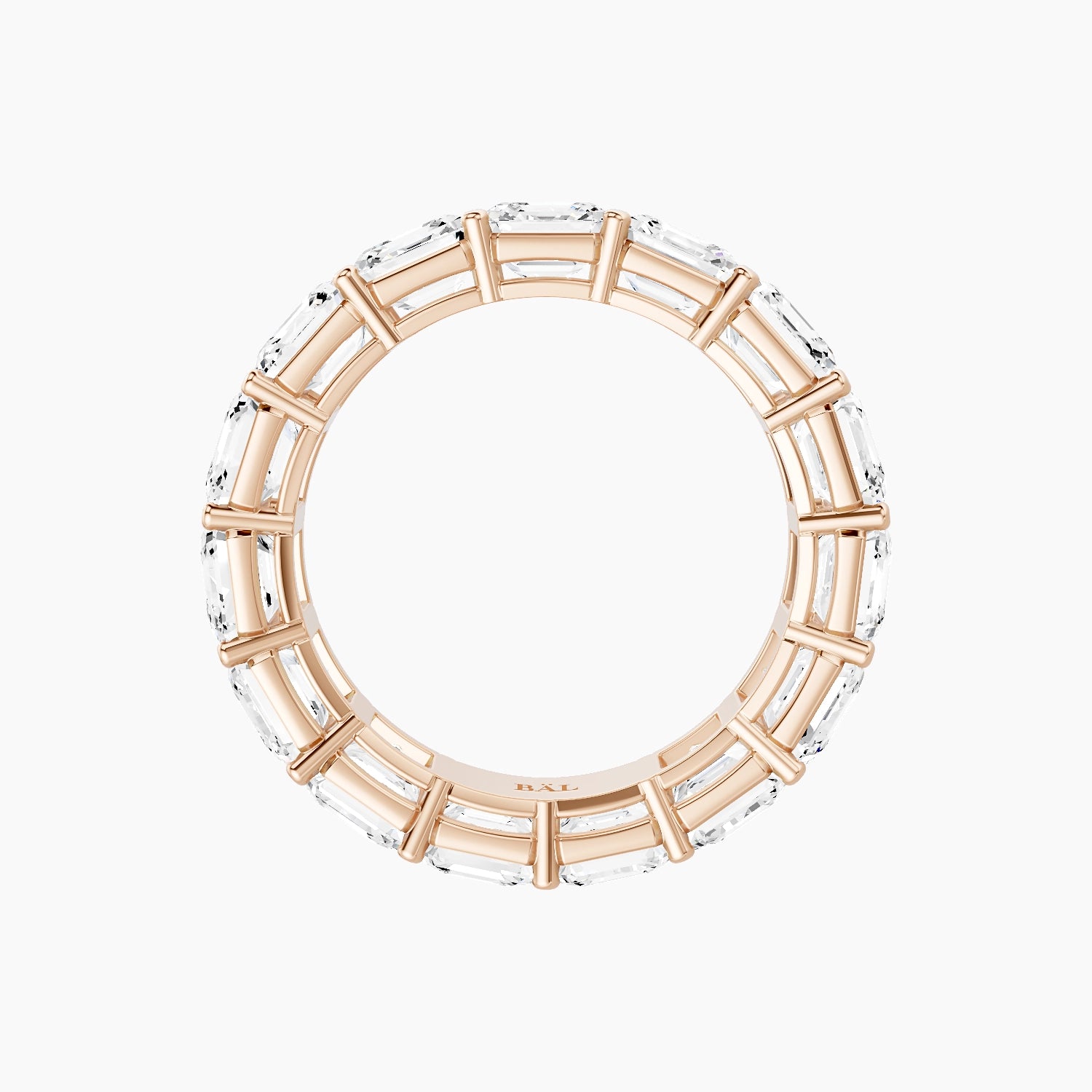 Eternity Ring | 18k Rose Gold 4.45 x 4.45 mm Asscher White Lab Diamond with Shared Prongs