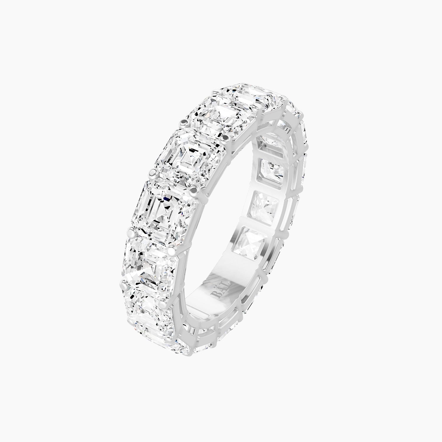 Eternity Ring | 18k White Gold 4.45 x 4.45 mm Asscher White Lab Diamond with Shared Prongs