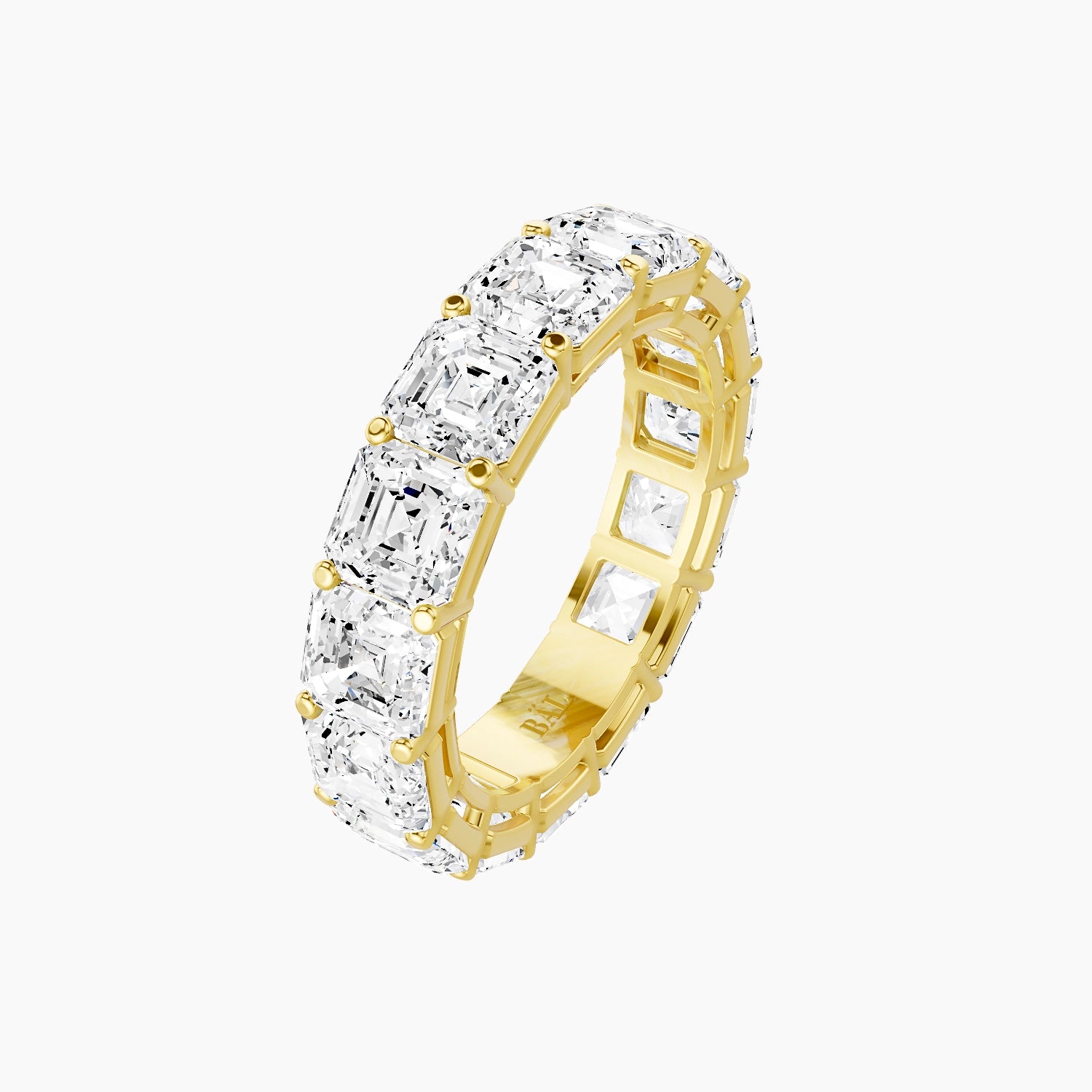 Eternity Ring | 18k Yellow Gold 4.45 x 4.45 mm Asscher White Lab Diamond with Shared Prongs