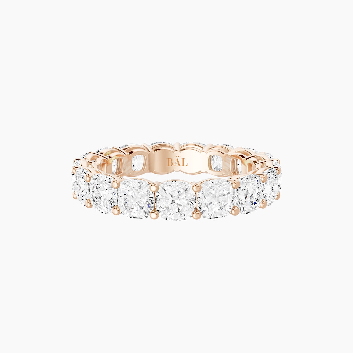 Eternity Ring | 18k Rose Gold 3.8 x 3.8 mm Square Cushion White Lab Diamond with Shared Prongs