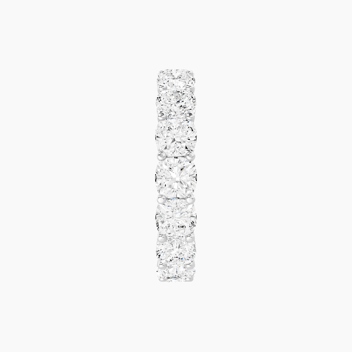 Eternity Ring | 18k White Gold 3.8 x 3.8 mm Square Cushion White Lab Diamond with Shared Prongs