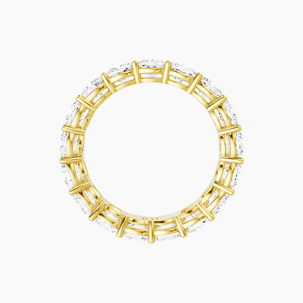 Eternity Ring | 18k Yellow Gold 3.8 x 3.8 mm Square Cushion White Lab Diamond with Shared Prongs