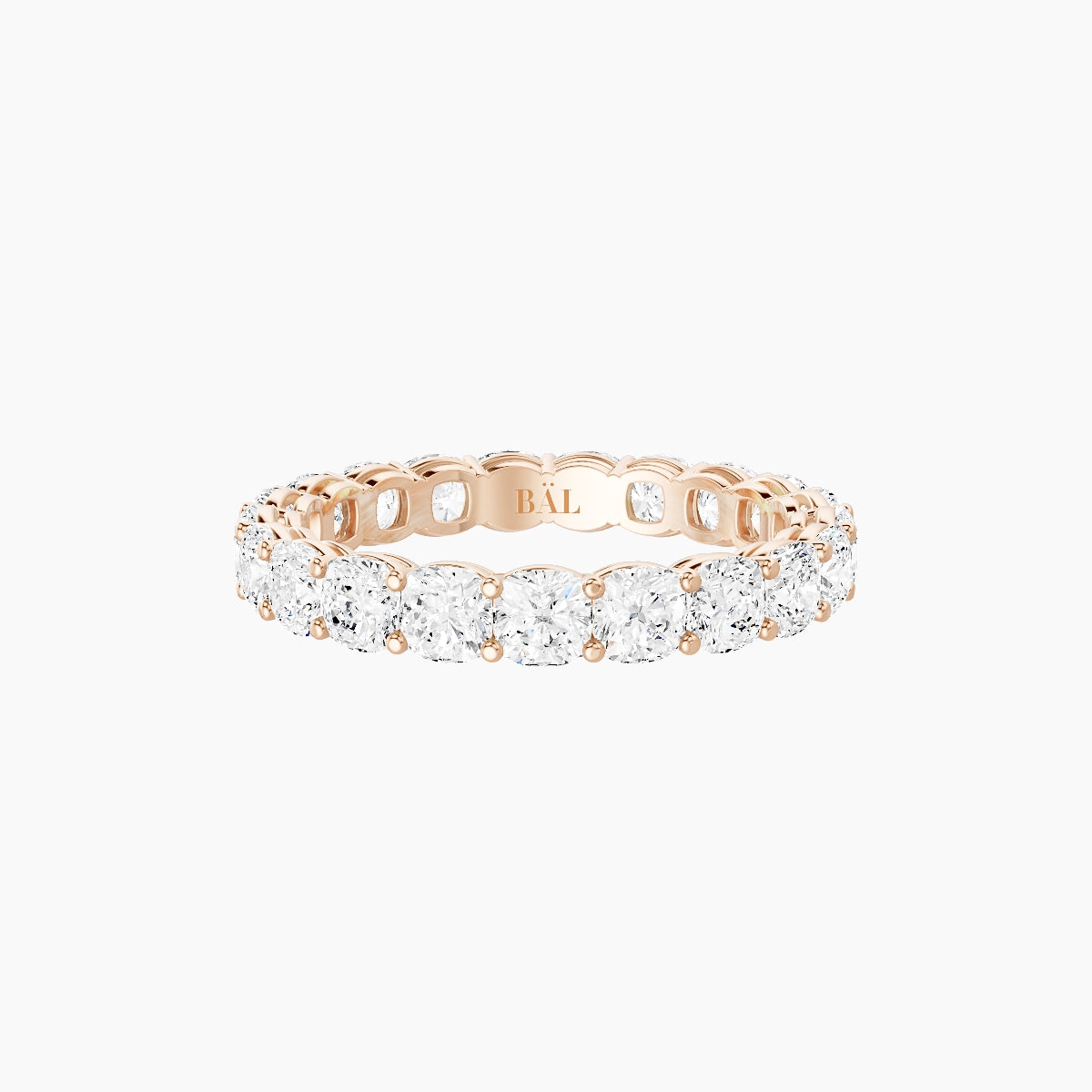 Eternity Ring | 18k Rose Gold 3 x 3 mm Square Cushion White Lab Diamond with Shared Prongs
