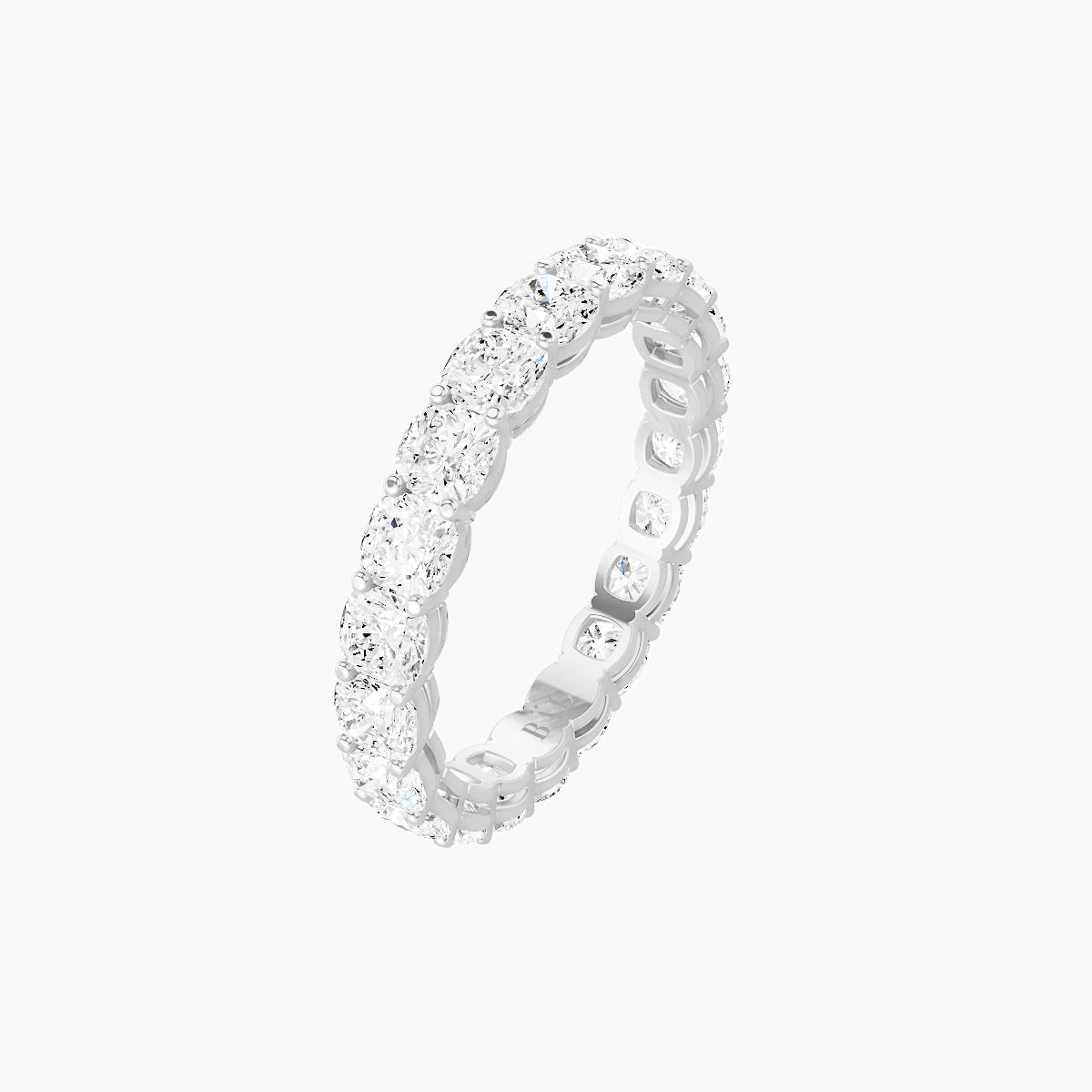 Eternity Ring | 18k White Gold 3 x 3 mm Square Cushion White Lab Diamond with Shared Prongs