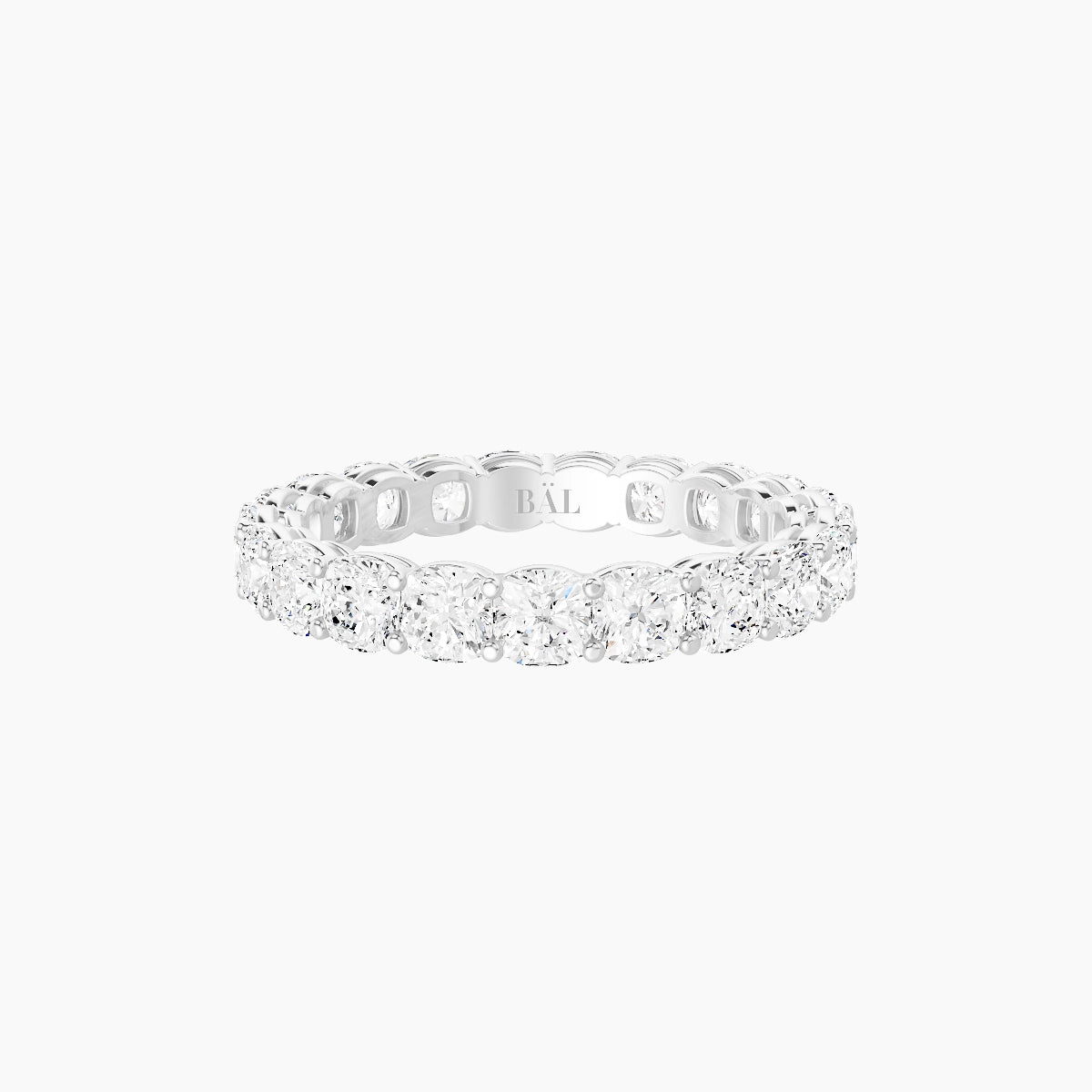 Eternity Ring | 18k White Gold 3 x 3 mm Square Cushion White Lab Diamond with Shared Prongs
