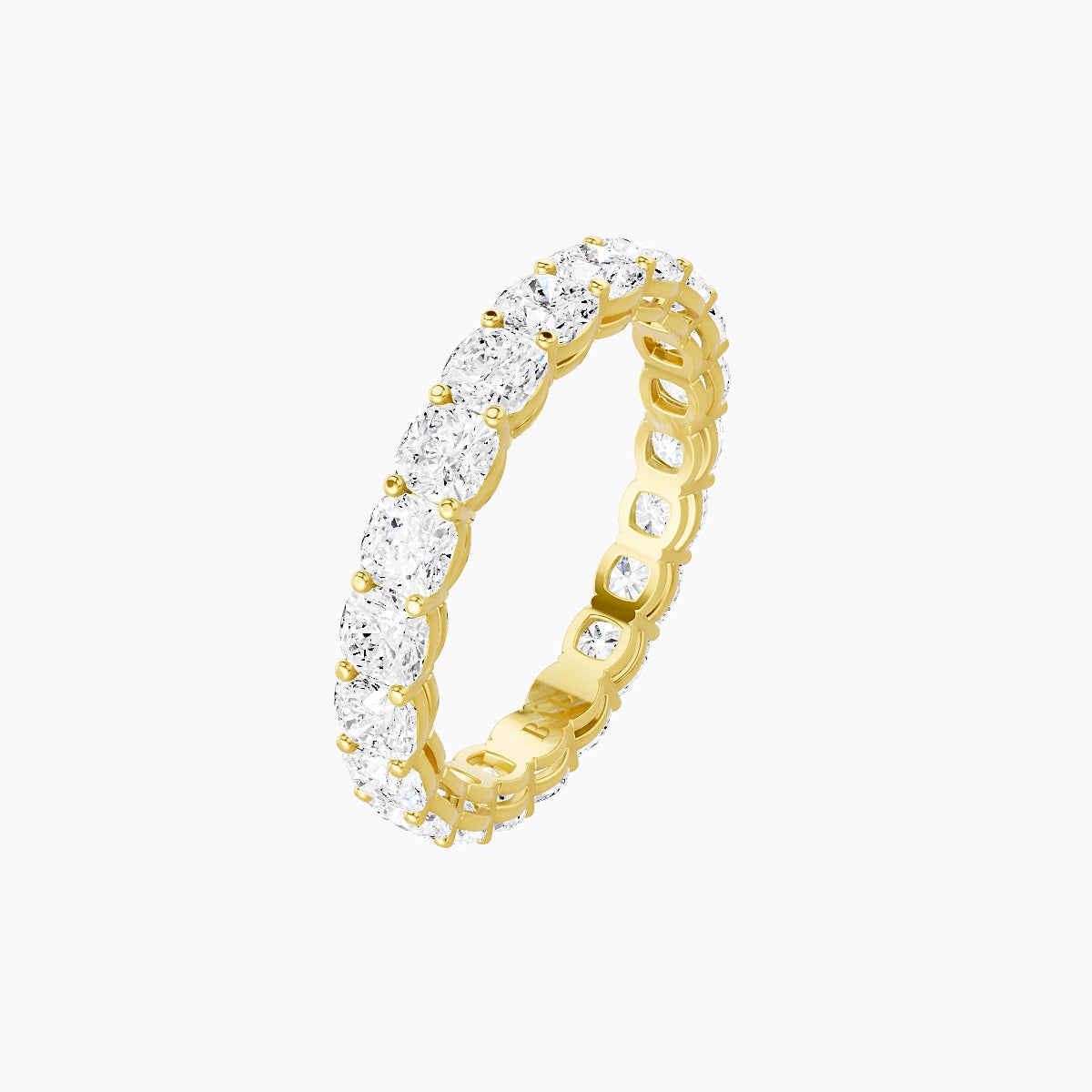 Eternity Ring | 18k Yellow Gold 3 x 3 mm Square Cushion White Lab Diamond with Shared Prongs