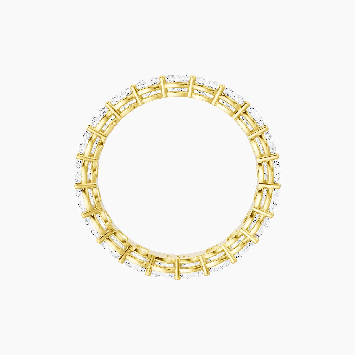 Eternity Ring | 18k Yellow Gold 3 x 3 mm Square Cushion White Lab Diamond with Shared Prongs