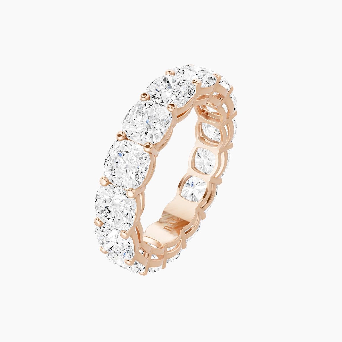Eternity Ring | 18k Rose Gold 4.5 x 4.5 mm Square Cushion White Lab Diamond with Shared Prongs