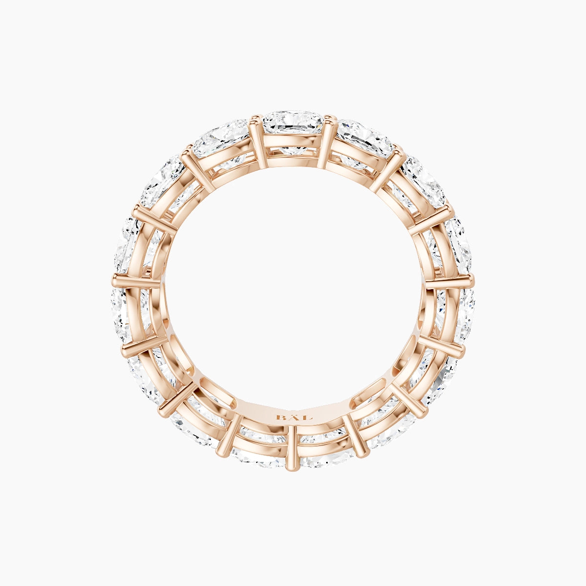 Eternity Ring | 18k Rose Gold 4.5 x 4.5 mm Square Cushion White Lab Diamond with Shared Prongs