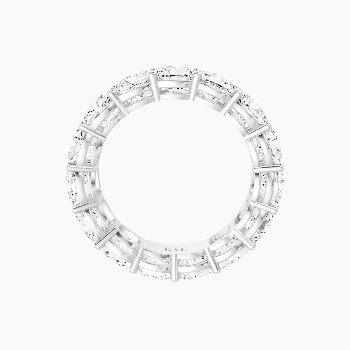 Eternity Ring | 18k White Gold 4.5 x 4.5 mm Square Cushion White Lab Diamond with Shared Prongs