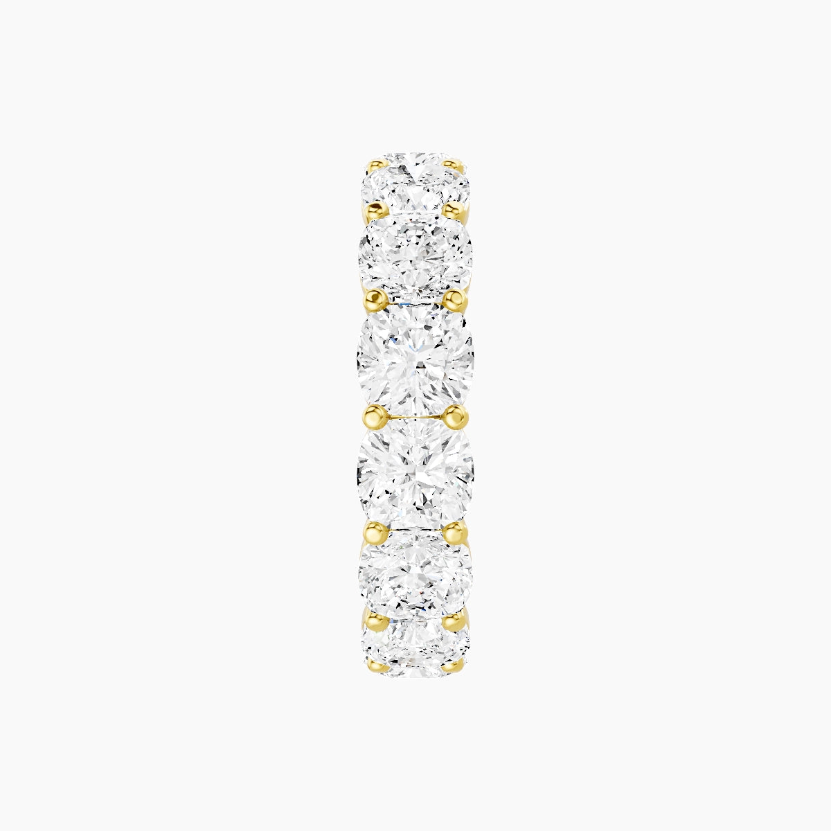 Eternity Ring | 18k Yellow Gold 4.5 x 4.5 mm Square Cushion White Lab Diamond with Shared Prongs