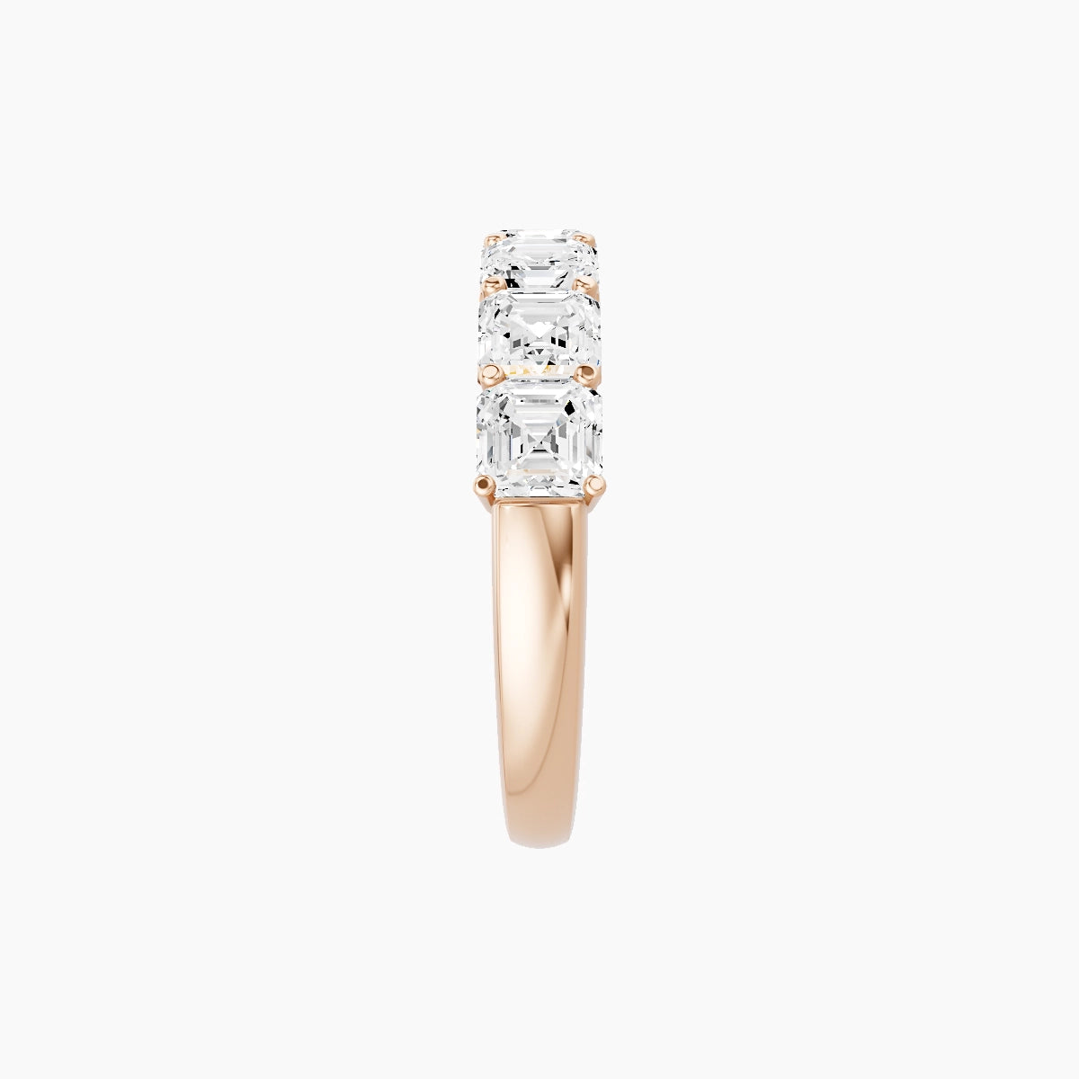 Half Eternity Ring | 18k Rose Gold 3.75 x 3.75 mm Asscher White Lab Diamond with Shared Prongs