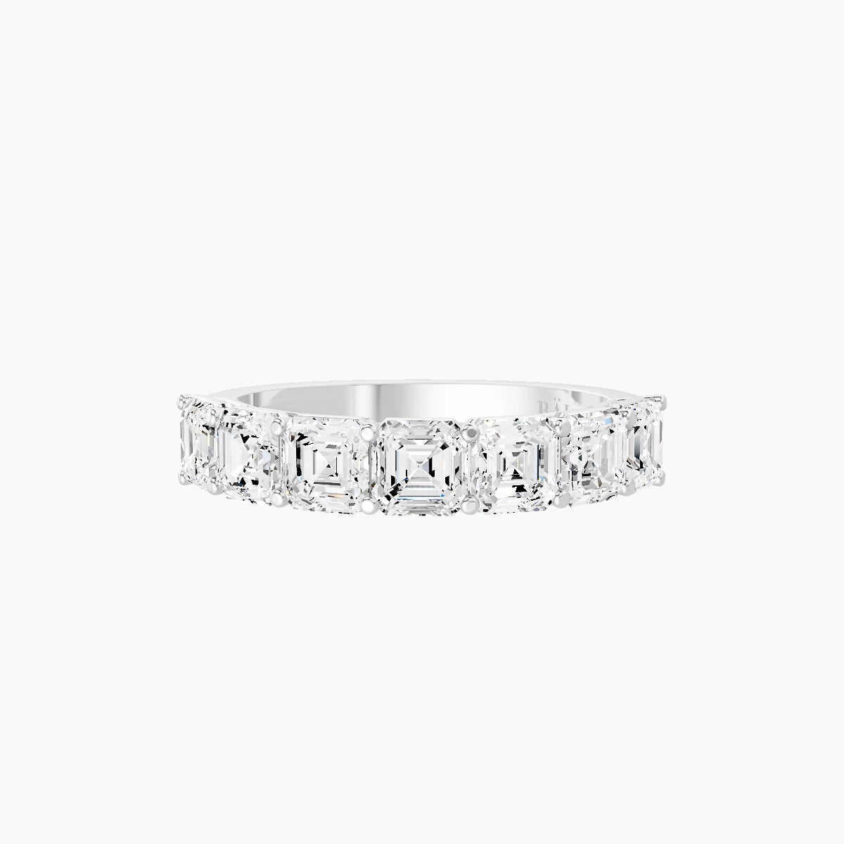 Half Eternity Ring | 18k White Gold 3.75 x 3.75 mm Asscher White Lab Diamond with Shared Prongs