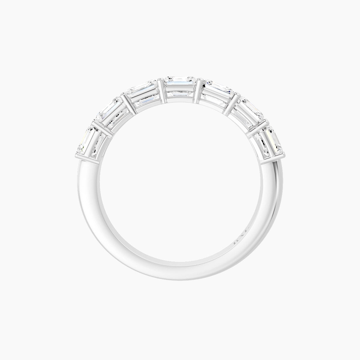 Half Eternity Ring | 18k White Gold 3.75 x 3.75 mm Asscher White Lab Diamond with Shared Prongs