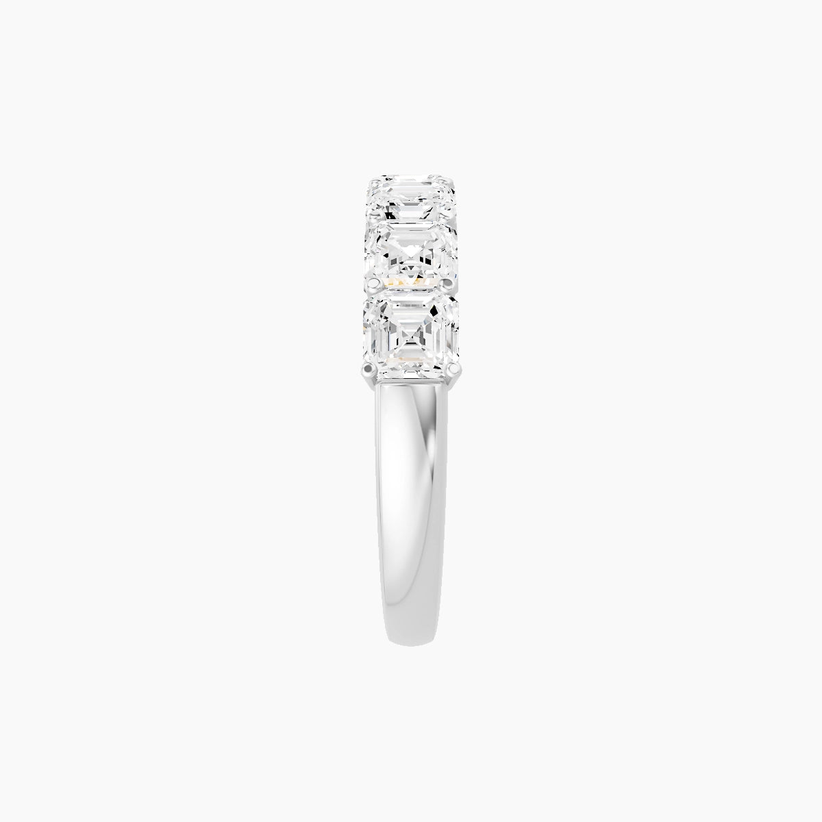 Half Eternity Ring | 18k White Gold 3.75 x 3.75 mm Asscher White Lab Diamond with Shared Prongs