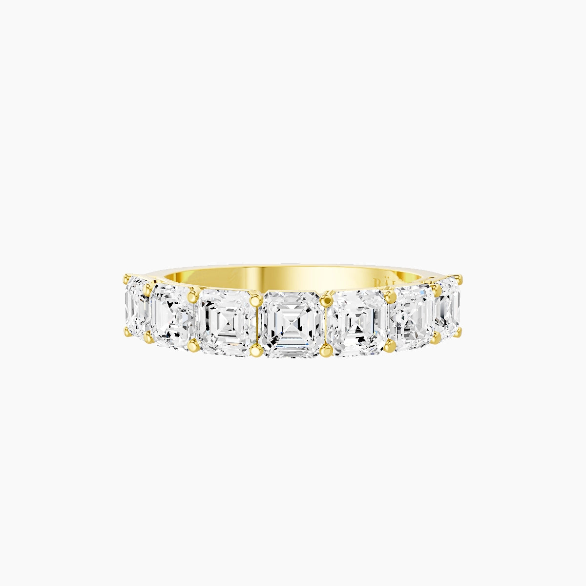 Half Eternity Ring | 18k Yellow Gold 3.75 x 3.75 mm Asscher White Lab Diamond with Shared Prongs