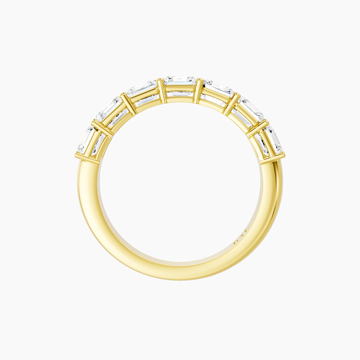 Half Eternity Ring | 18k Yellow Gold 3.75 x 3.75 mm Asscher White Lab Diamond with Shared Prongs