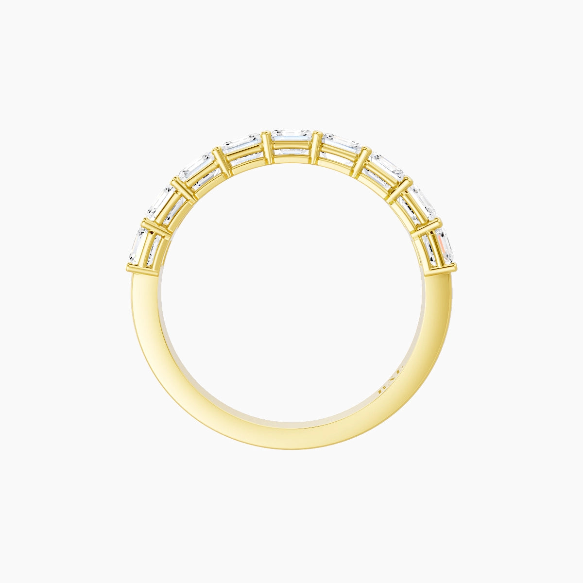 Half Eternity Ring | 18k Yellow Gold 3 x 3 mm Asscher White Lab Diamond with Shared Prongs