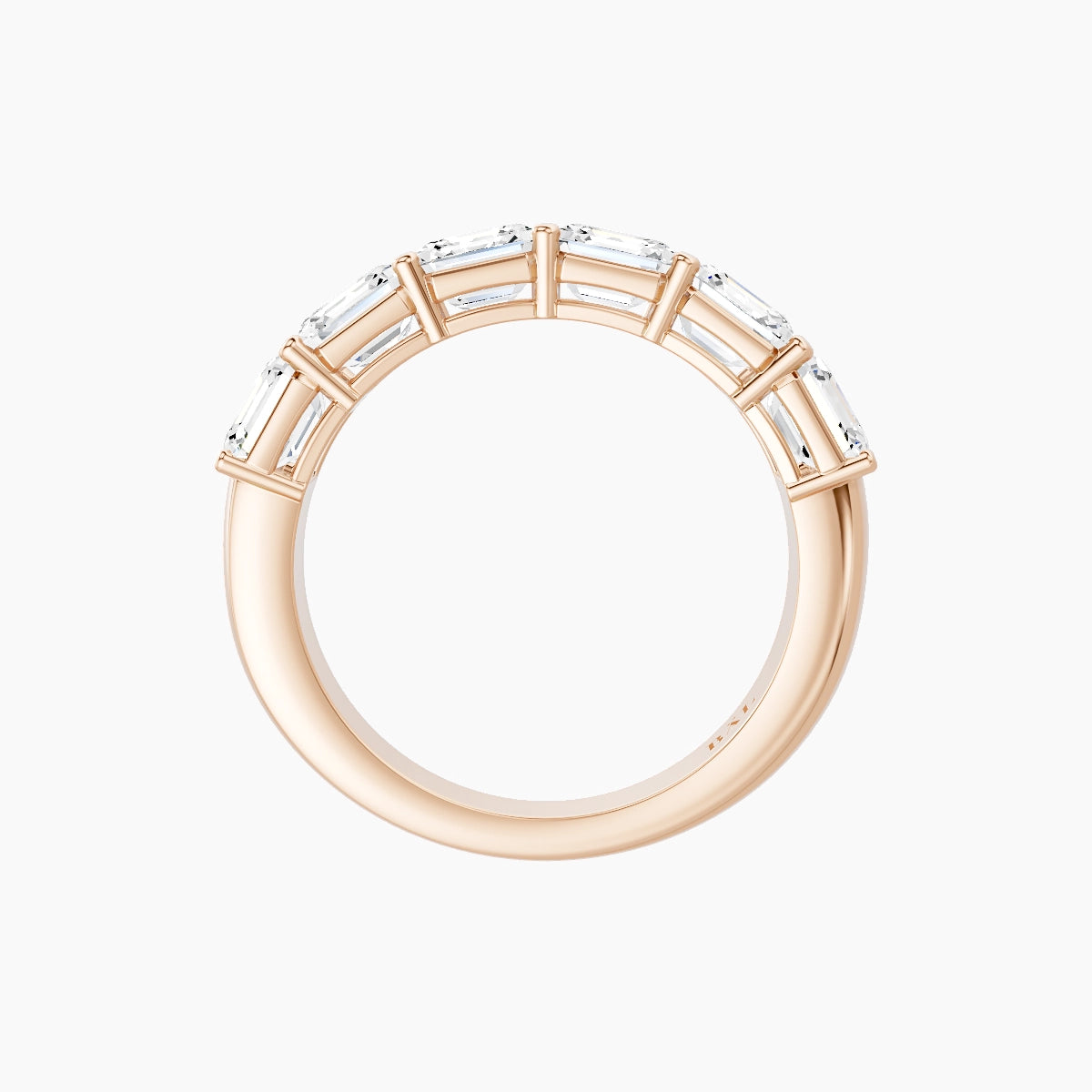 Half Eternity Ring | 18k Rose Gold 4.45 x 4.45 mm Asscher White Lab Diamond with Shared Prongs