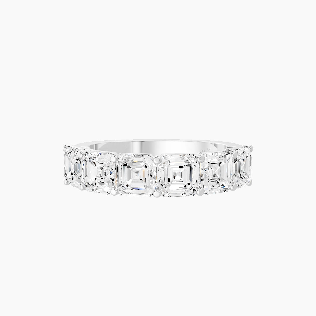 Half Eternity Ring | 18k White Gold 4.45 x 4.45 mm Asscher White Lab Diamond with Shared Prongs