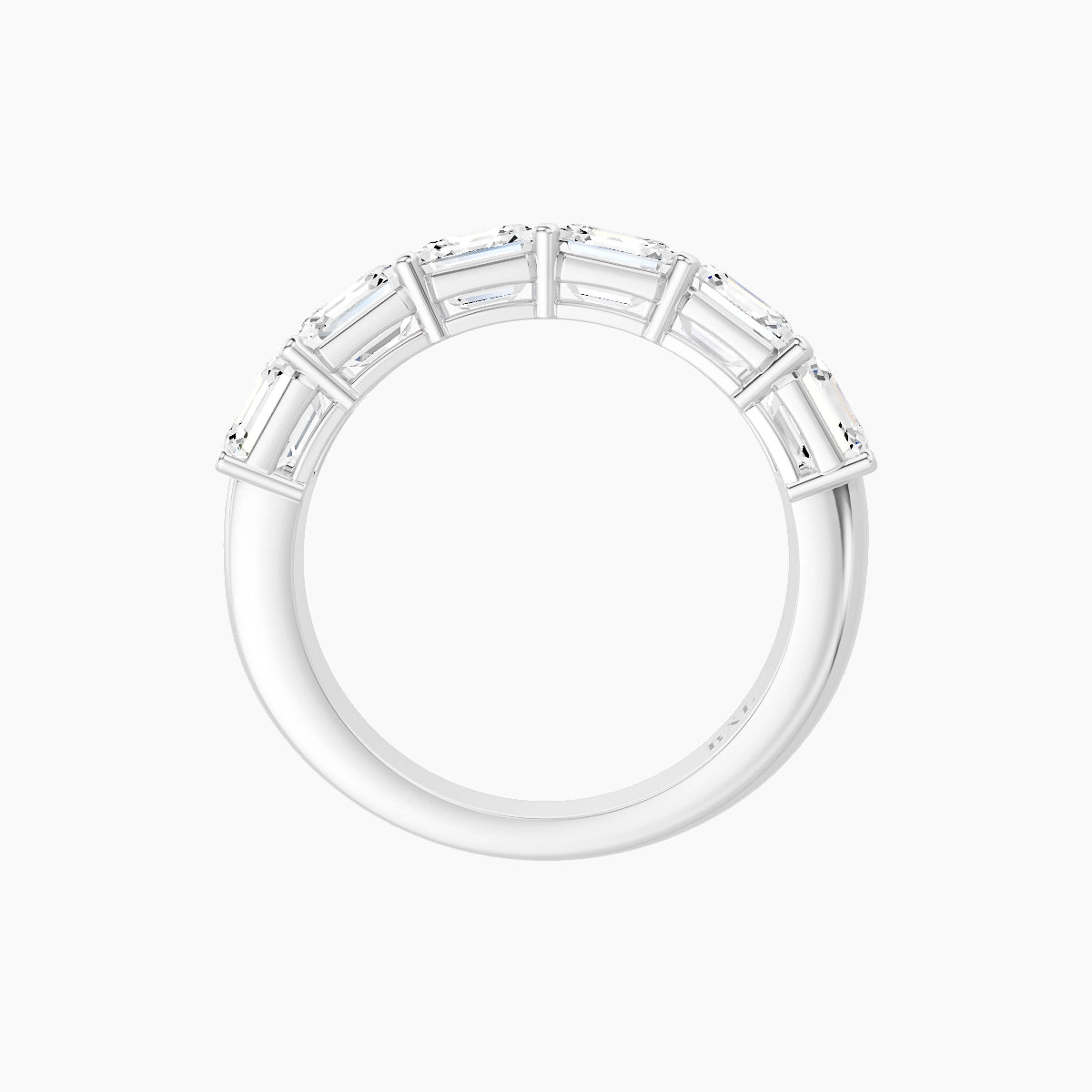Half Eternity Ring | 18k White Gold 4.45 x 4.45 mm Asscher White Lab Diamond with Shared Prongs