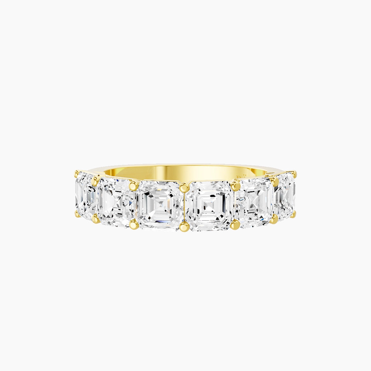 Half Eternity Ring | 18k Yellow Gold 4.45 x 4.45 mm Asscher White Lab Diamond with Shared Prongs