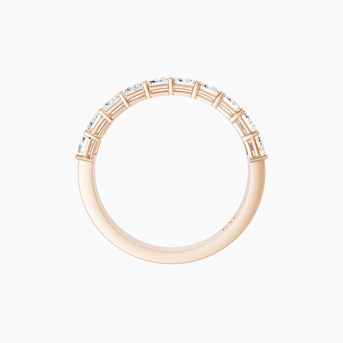Half Eternity with Shared Prongs Ring | 18k Rose Gold 3.6 x 2.6 mm Emerald White Lab Diamond