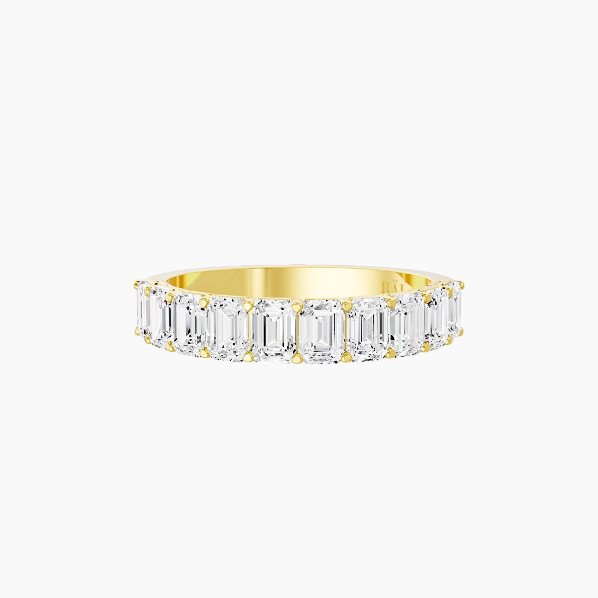 Half Eternity with Shared Prongs Ring | 18k Yellow Gold 3.6 x 2.6 mm Emerald White Lab Diamond