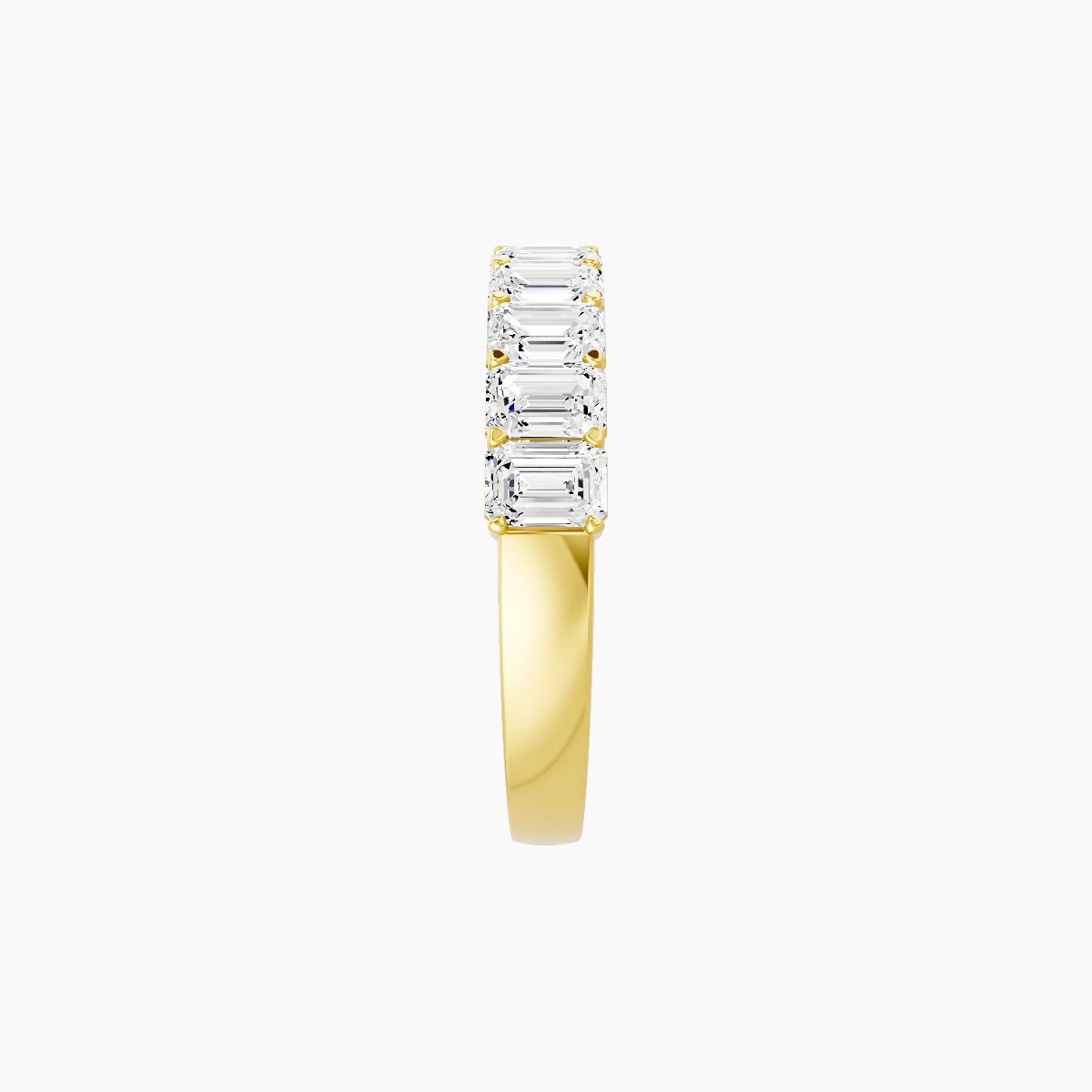 Half Eternity with Shared Prongs Ring | 18k Yellow Gold 3.6 x 2.6 mm Emerald White Lab Diamond