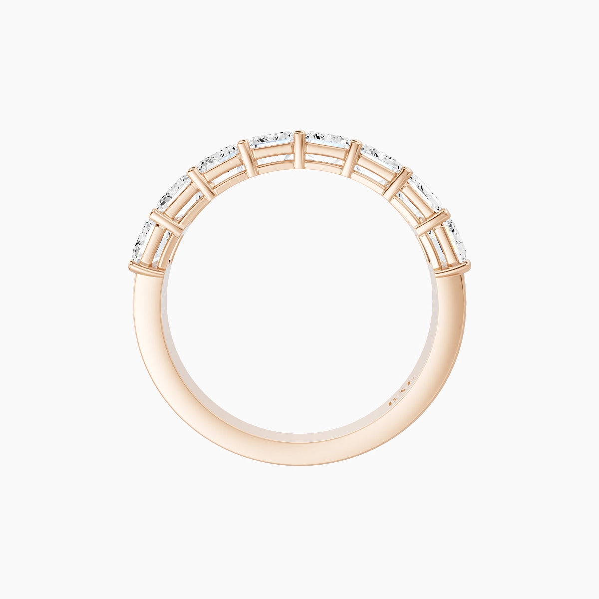 Half Eternity with Shared Prongs Ring | 18k Rose Gold 4.5 x 3.2 mm Emerald White Lab Diamond