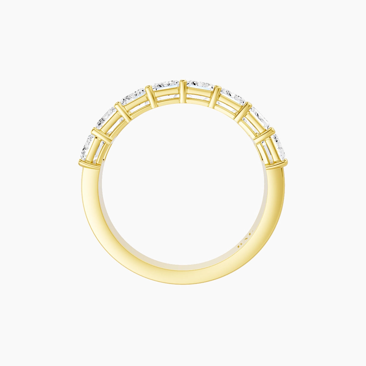 Half Eternity with Shared Prongs Ring | 18k Yellow Gold 4.5 x 3.2 mm Emerald White Lab Diamond