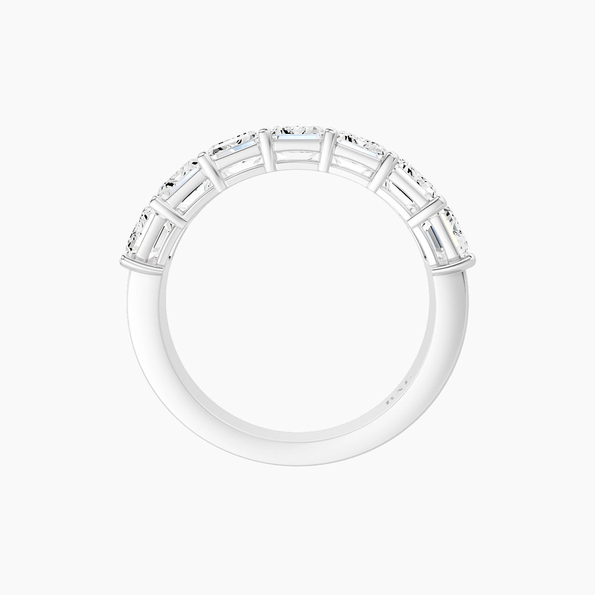 Half Eternity with Shared Prongs Ring | 18k White Gold 5.3 x 3.8 mm Emerald White Lab Diamond