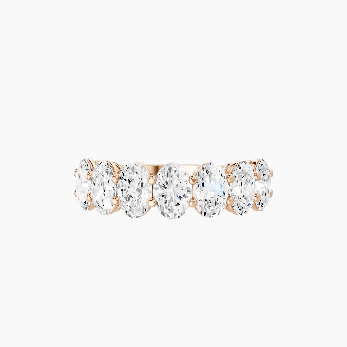 Half Eternity with Shared Prongs Ring | 18k Rose Gold 5.4 x 3.8 mm Oval White Lab Diamond