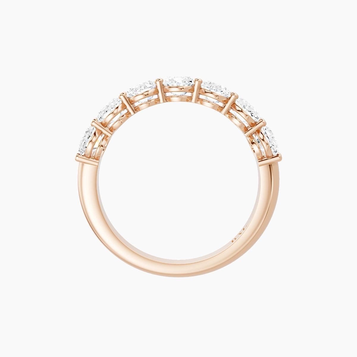 Half Eternity with Shared Prongs Ring | 18k Rose Gold 5.4 x 3.8 mm Oval White Lab Diamond