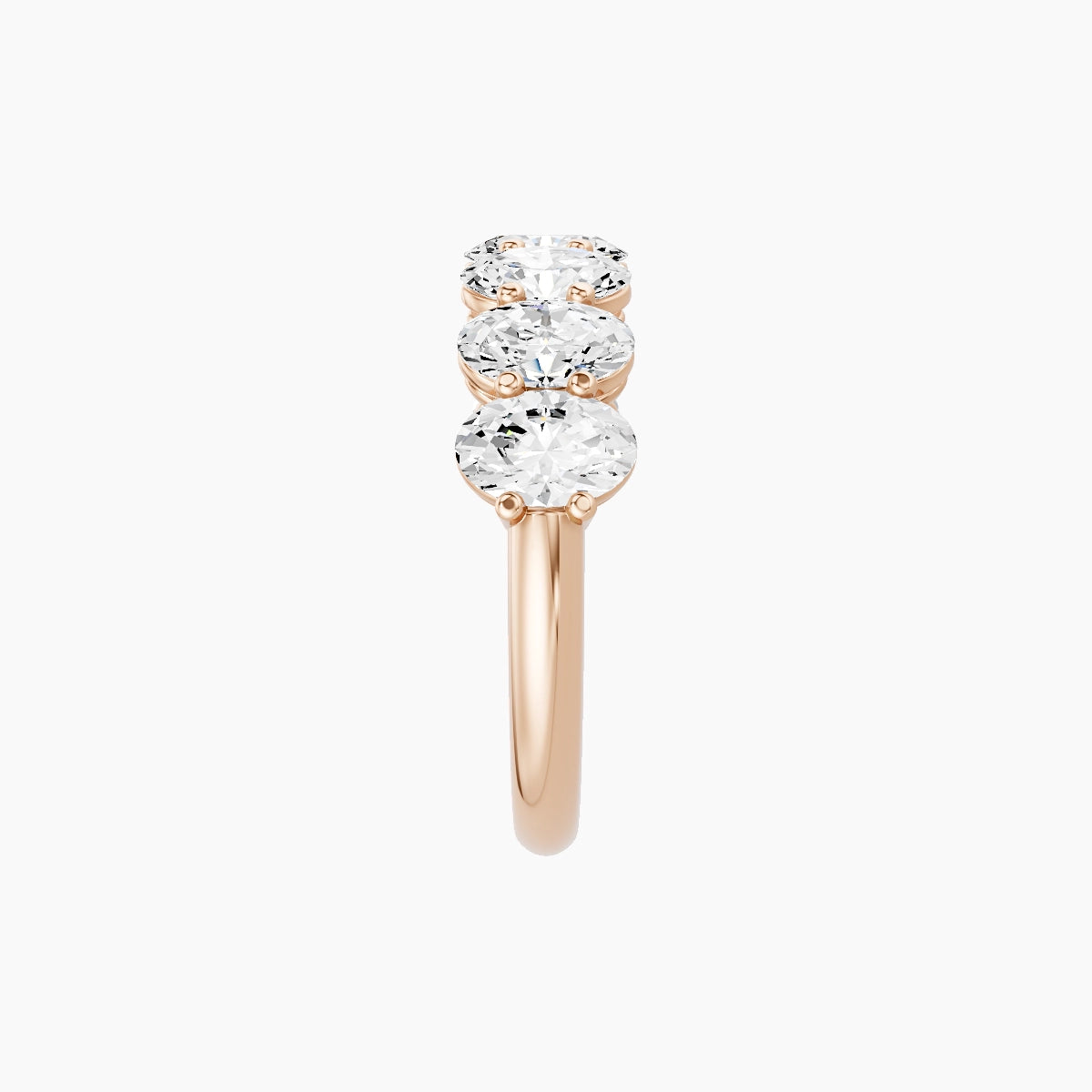 Half Eternity with Shared Prongs Ring | 18k Rose Gold 5.4 x 3.8 mm Oval White Lab Diamond