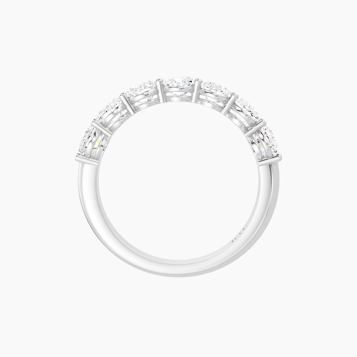 Half Eternity with Shared Prongs Ring | 18k White Gold 5.4 x 3.8 mm Oval White Lab Diamond