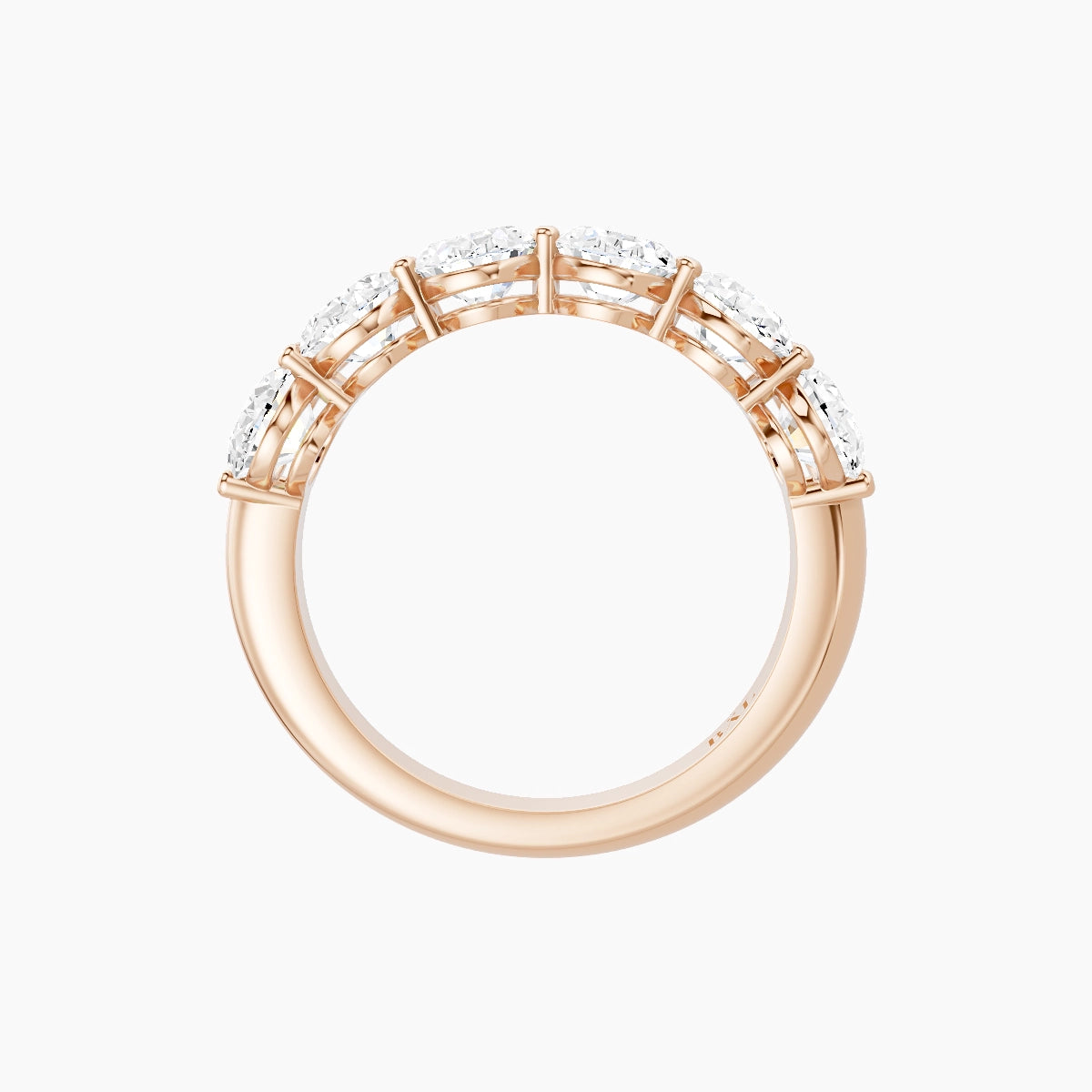 Half Eternity with Shared Prongs Ring | 18k Rose Gold 6.3 x 4.5 mm Oval White Lab Diamond